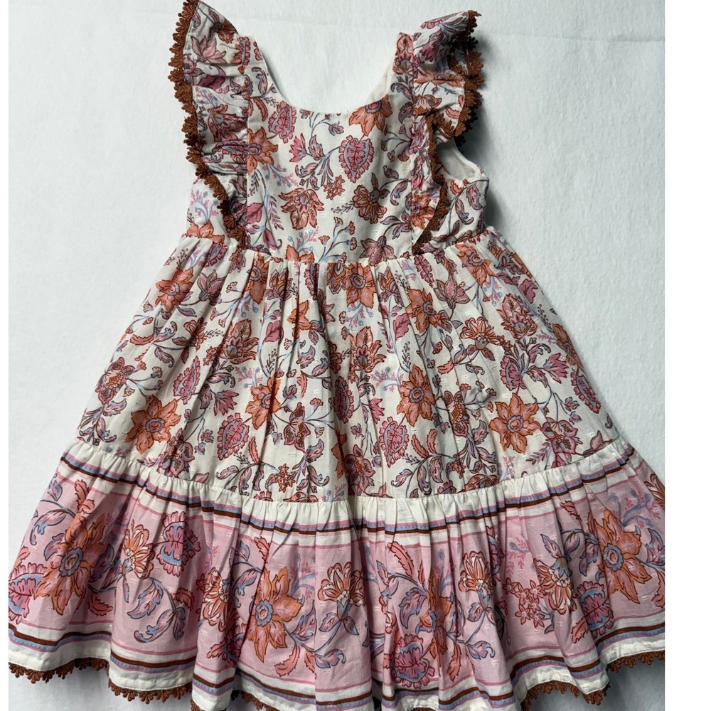 Cupcakes and Cashmere Girls 3T Floral Dress Ruffle Lined Easter Spring Boho